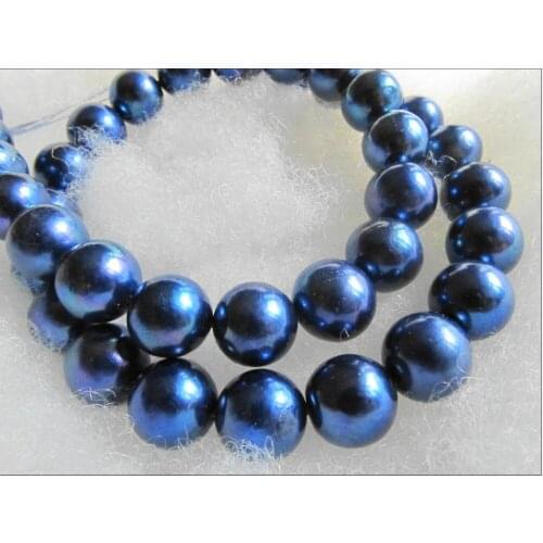 HUGE 11-12MM SOUTH SEA GENUINE BLACK BLUE PEARL NECKLACE