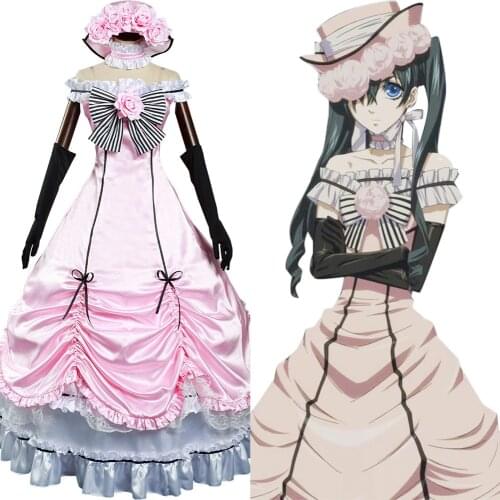 Black Butler Kuroshitsuji Ciel Phantomhive Dress Cosplay Lady Uniform Hat Full Suit Party Outfit Halloween Costumes Adult