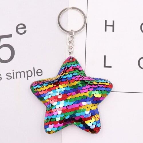 Sequin Keychain Cute Star/Kitten Reflective Double-Sided Sequin Animal Sponge Filled Keychain Toys