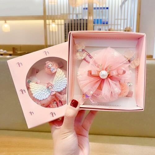 5 Pcs/Box Children Cute Cartoon Bow Flower Rainbow Ornament Hair Clips Girls Baby Lovely Barrettes Hairpins Kid Hair Accessories