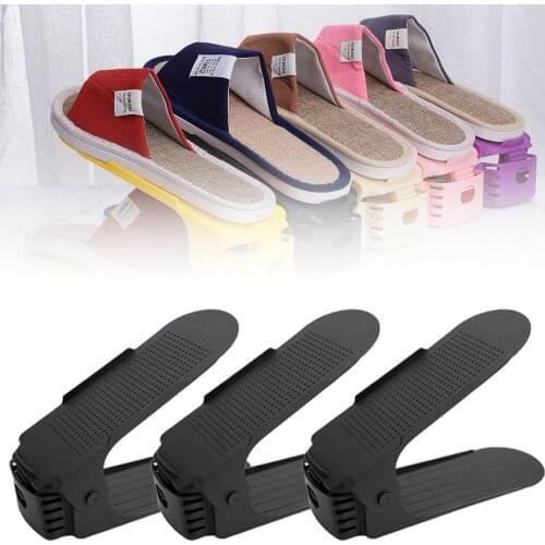 8pc/10pc Double Layer Adjustable Shoe Organizer Storage Rack Space Saving Closet Shoe Box Stand Shelf Holder For Home