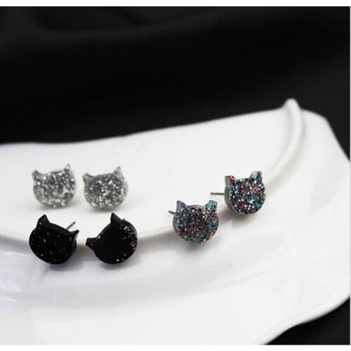 EM070 Sweet Cute Cat Stud Earring For Women Popular Jewelry Wholesale