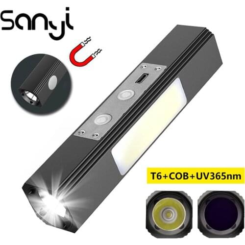 3 in 1 Working Light Magnetic T6 Camping Flashlight Waterproof Torch Light COB Outdoor Emergency Lamp USB Charging Dropship