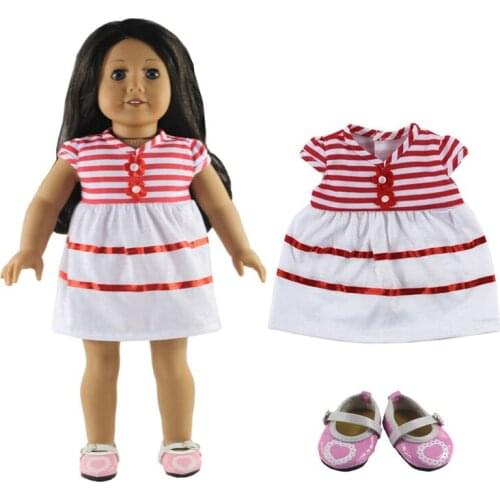 Hot sell! 1 set Leisure handmade dress clothes outfit Princess skirt for 18"American Doll+Shoes L15
