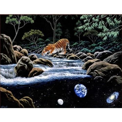 HD print Modern Home Decor Art Wall Animals Tiger Scenery Oil Painting Picture Printed On Canvas Decoration