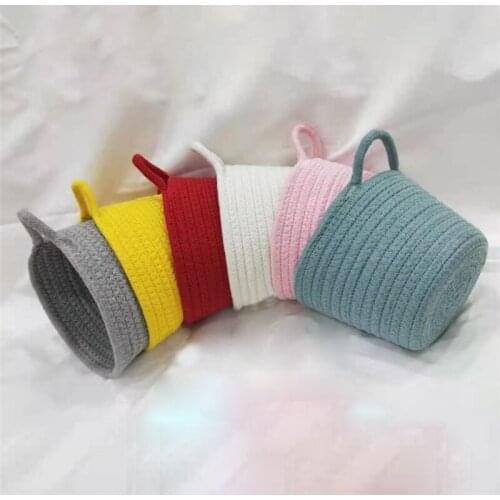 Picnic Storage Basket Woven Finishing Box Nordic Style Cotton Rope Desktop Debris Organizer for Clothes Weaving Fruit Basket