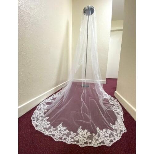 Lace wedding veil, Personalised veil, One Tier Flower Veil，White Or Ivory Bridal Tulle Veils With Comb
