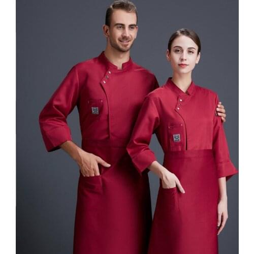Chefs Clothes Mens and Womens Long Sleeved Work Clothes Jacket Western Restaurant Kitchen Catering Food Service Unisex Tops