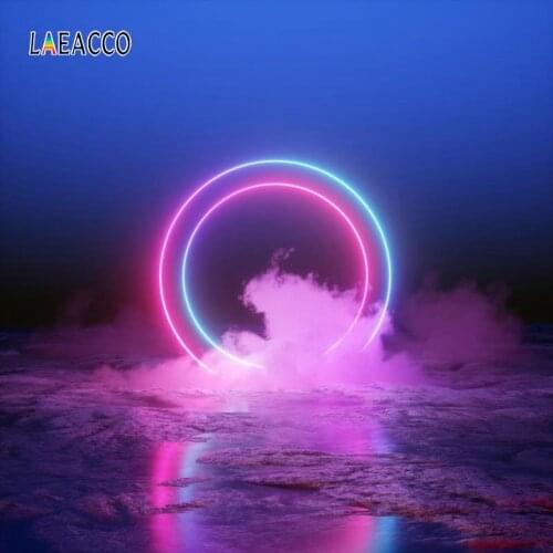 Laeacco Fluorescent Stage Aperture Disco Neon Light Video Decor Photography Background Photo Backdrop For Photo Studio Photocall