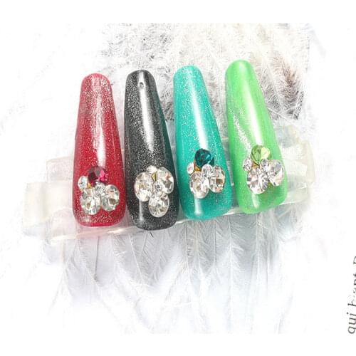 LEAMX Single Set Alloy 3d Nail Art Charm Acrylic Rose Flower Decoration Nail Polish Crystal Diamond Jewelry Supplies 8*8mm Gifts