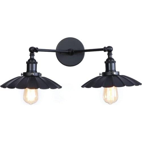 Loft Style Double Head Iron Wall Sconce Edison Industrial Vintage LED Wall Light Fixtures Adjust Bedside Wall Lamp Lighting