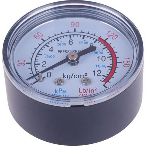Practical Iron Shell Bar Air Pressure Gauge 13mm 1/4 Bsp Thread 0 ~ 180 PSI, 0 ~ 12Bar Double Scale For Air Compressor Hot Sale