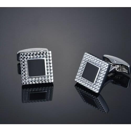 Mens Luxury Black Crystal Cufflinks Suit Shirt High Quality Cuff links Fashion Wedding Cufflink Gift Jewelry Mens Accessories