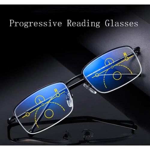 Newest Progressive Multifocal Computer Glasses Women Men Blue Light Blocking Reading Glasses Spring Hinge Readers Diopter 1.5