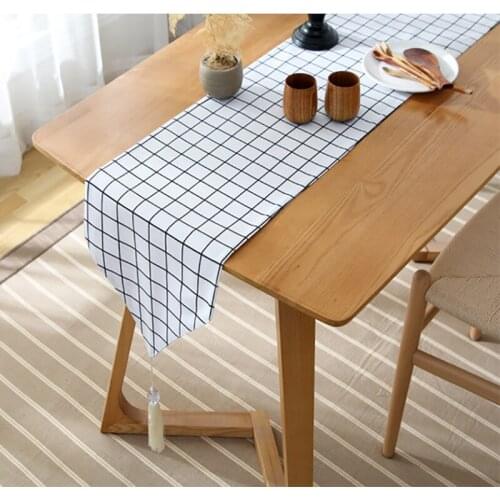 White grid Japanese style modern table runner table cloth cabinet cover bed runner cabinet cover home party festival decoration