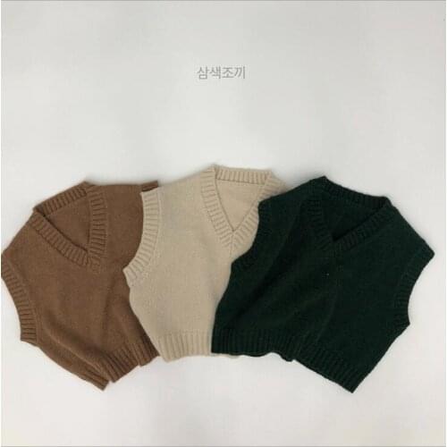 2021 New Arrival Girls Boys Knitted Sweaters Autumn Fashion Kids Pullover Vest