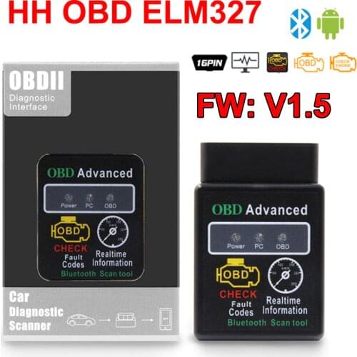 New Auto Diagnosis Scanner V1.5 OBD2 HH OBD ELM327 Works For Android Torque Bluetooth ELM327 HH OBD Interface ELM 327