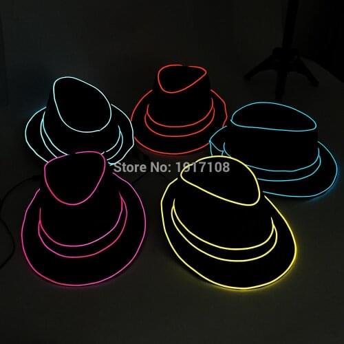 Wholesale 10 pcs Glowing Gentleman caps Party Hat Halloween Party supplies 10 Colors Select led Mask For Flashion Wedding Decor