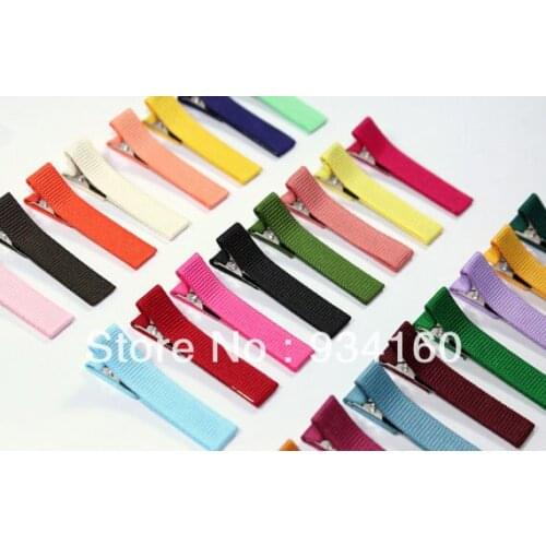 Wholesale Safe baby full cloth Mix colors DIY hair Accessory clips Baby girl Ribbon bow Clip 300pcs