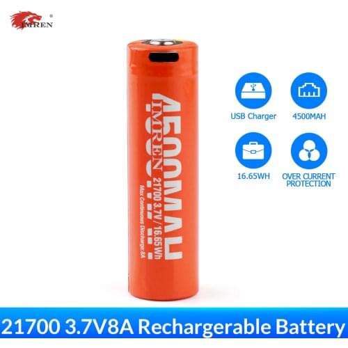 IMREN 21700 3.7V Rechargeable Lithium Lion Battery 4500mAh Protection Circuit Great For Flashlights Headlamps Doorbells RC Cars