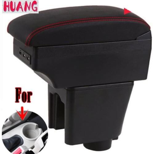For Chevrolet Aveo T200 / T250 2002-2011 Rotatable Top Leather Center Console Storage Box Armrest Cup Arm Rest 2008 2009 2010