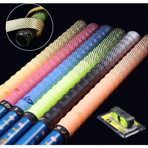 1Pc Colorful Gradient Thickened Fishing Rod Sweatband Anti-slip Badminton Tennis Racket Grip Tape