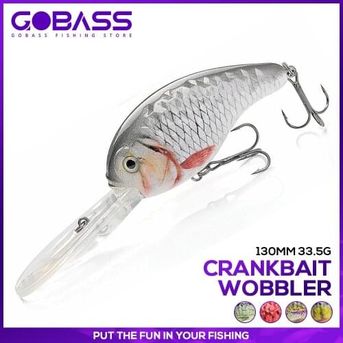 GOBASS Carp Fishing Accessories Big Bait Artificial Crankbait Wobblers For Pike Crochet Fishing Tackle Lure Minnow 130mm 33.5g