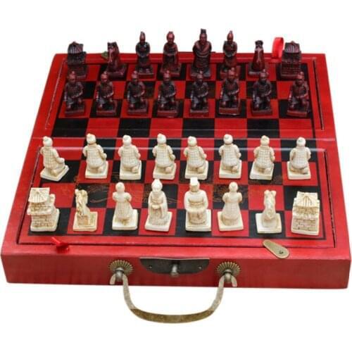 Professional Chess Chinese Ancient Terracotta Warriors Shaped Chessman Home Office Decoration Gift For Friends W2101