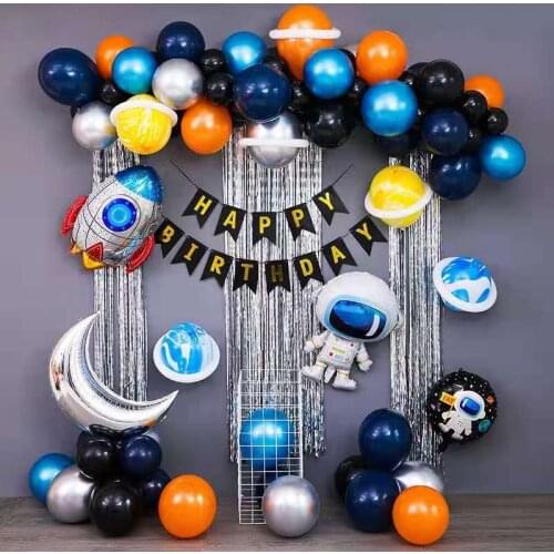 Rocket Astronaut Planet Foil Balloon Space Theme Birthday Party Diy Decoration Kids Toys Globos Baby Shower Party Metal Balloon