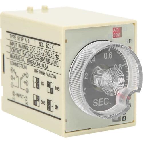 Timer Relay Delay Timer Time Relay Adjustable Knob Anti Interference PC Shell ST3PA-B AC220V 50/60Hz Bistable Relay