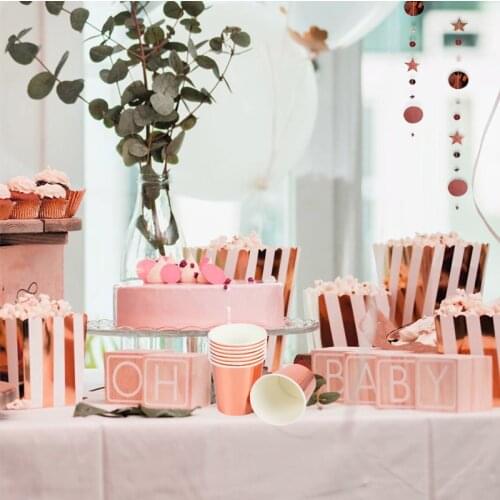 Rose Gold Birthday Party Baby Shower Disposable Tableware Balloon Arch Garland Wedding Adult Birthday Party Decoration Supplies