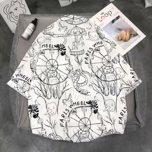 New Summer Mens Shirts Fashion Hawaii Fancy Tropical rain forest Sandy Beach Half sleeve Shirts Leisure Hip Hop Loose Shirts Men