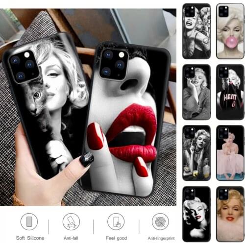 Sexy Girl Marilyn Monroe Black Silicone Mobile Phone Cover For IPhone 12 11 Pro Max Xs X Xr 7 8 6 6s Plus 5 5s Se 2020 Case
