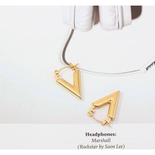 Stainless Steel Initial Letter V Drop Women Earrings Jewelry Gift English Geometry Earrings Drop Jewellry Gift For Him