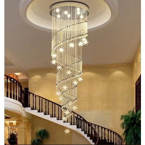 Modern Crystal Chandelier Moon and Star Spiral Shape Design chandeliers For Lobby Stair lighting lamps