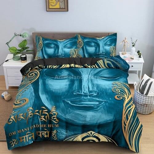 Buddha Statue Bedding Set Smile 3d Bed Linen Quilt Duvet Cover Sets Home Textile Decor Twin Single Queen King Size Fashion
