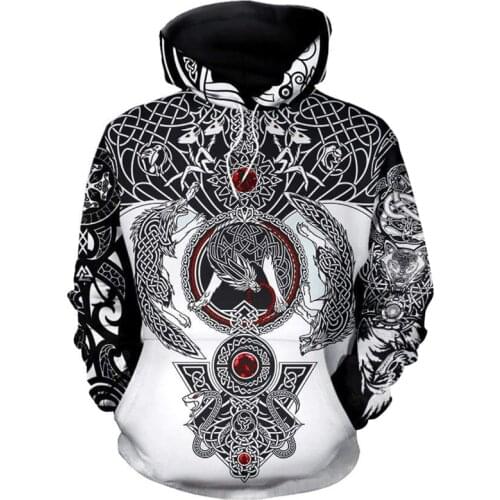 Viking The Raven of Tattoo 3D Print Men Hoodies Retro Harajuku hoodie Fashion Hooded Sweatshirt Autumn jacket Casual Tracksuits