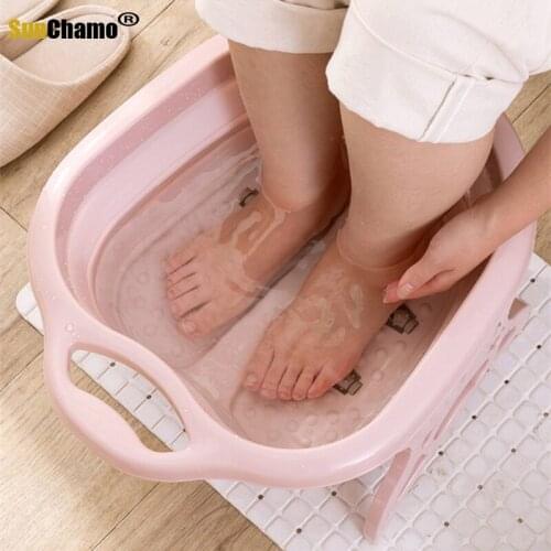 Household Folding Footbath Household Footbath with Lid Foldable Footbath with Handle Over Calf Massage and Thermal Insulation