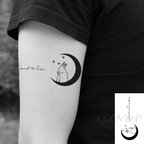 Waterproof Temporary Tattoo Sticker Moon Cartoon Rabbit Star Flash Tatoo Fake Tatto Hand Arm Neck Body Art for Woman Men