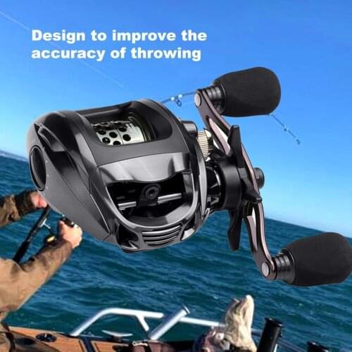 WB1000 N48 Magnetic Brake Fishing Reel Non-Knotted Metal Baitcasting Shallow Spool Right Left Hand Reel Fishing Gear Accessories