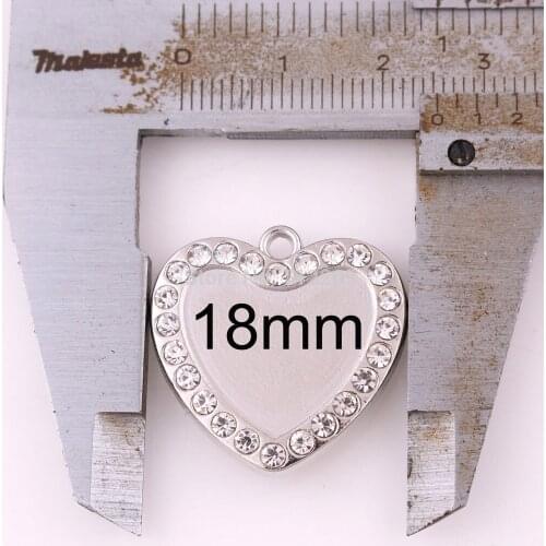DIY Jewelry rhodium plated 20pcs a lot Free to paste a photo or other images crystal heart pendant