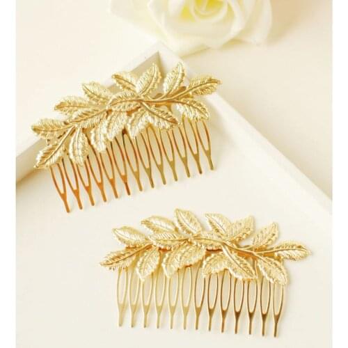 1pcs Fashion Punk Women Girls Gold Leaf Hair Comb Hair Clip Jewelry Cuddly Gold