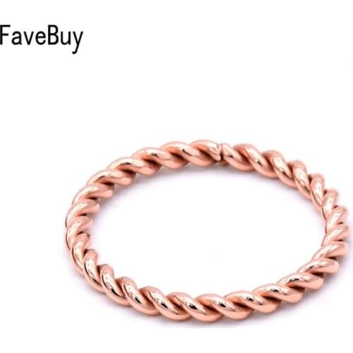 Spiral Twisted Rope Wire Rings Rose Gold Stainless Steel Thin Ring Minimalist Jewelry For Women Simple Small Gift Size 4 To 10