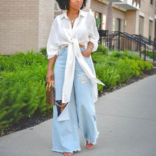 Women Shirt Tops Long Sleeve Tie Front Solid Perspective Single-Breasted Type Mesh Elegant Dip Hem Blouse