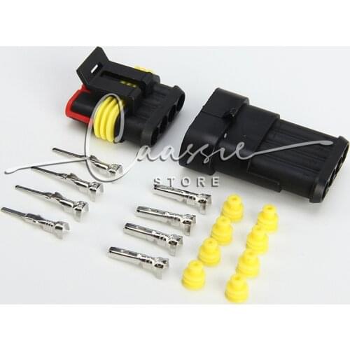 10 sets Kit 4P 4Pins Way AMP 1.5 Super seal Waterproof Electrical automotive Wire Connector Plug for car Motorcycle