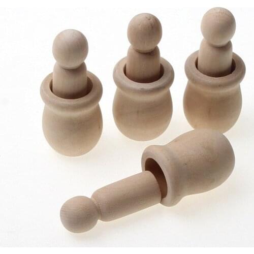 5pcs Handmade Unfinished Wood Craft People Nesting Set Manual Wooden Peg Dolls DIY Crafts Paint Kids Party Wedding Home Decor