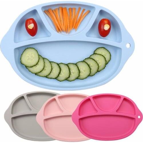 Food Grade Silicone Childrens Dishes Sub-grid Placemat Infant Toddler Feeding Plate Non-slip Food Supplement Bowl Tableware