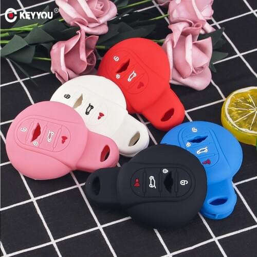 KEYYOU 30pcs Rubber Silicone Car Key Cover Case For BMW MINI Cooper S Roadster R50 R53 F54 F55 F56 4 Buttons Key Bag Car Styling