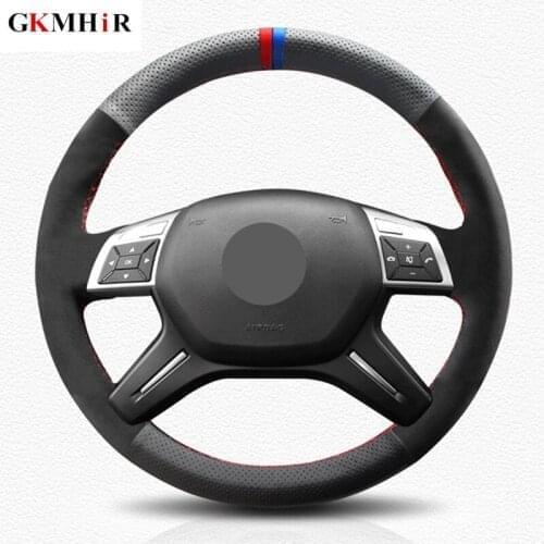 DIY Black Genuine Leather Car Steering Wheel Cover for Mercedes Benz C180 C200 C260 E200 E260 ML320 ML360 ML400