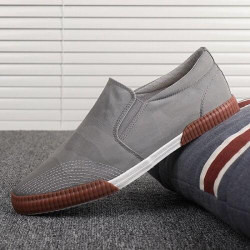 Fashion Men Canvas Shoes Male Sneakers Slip On Casual Breathable Shoes Loafers Casual Driving Shoes